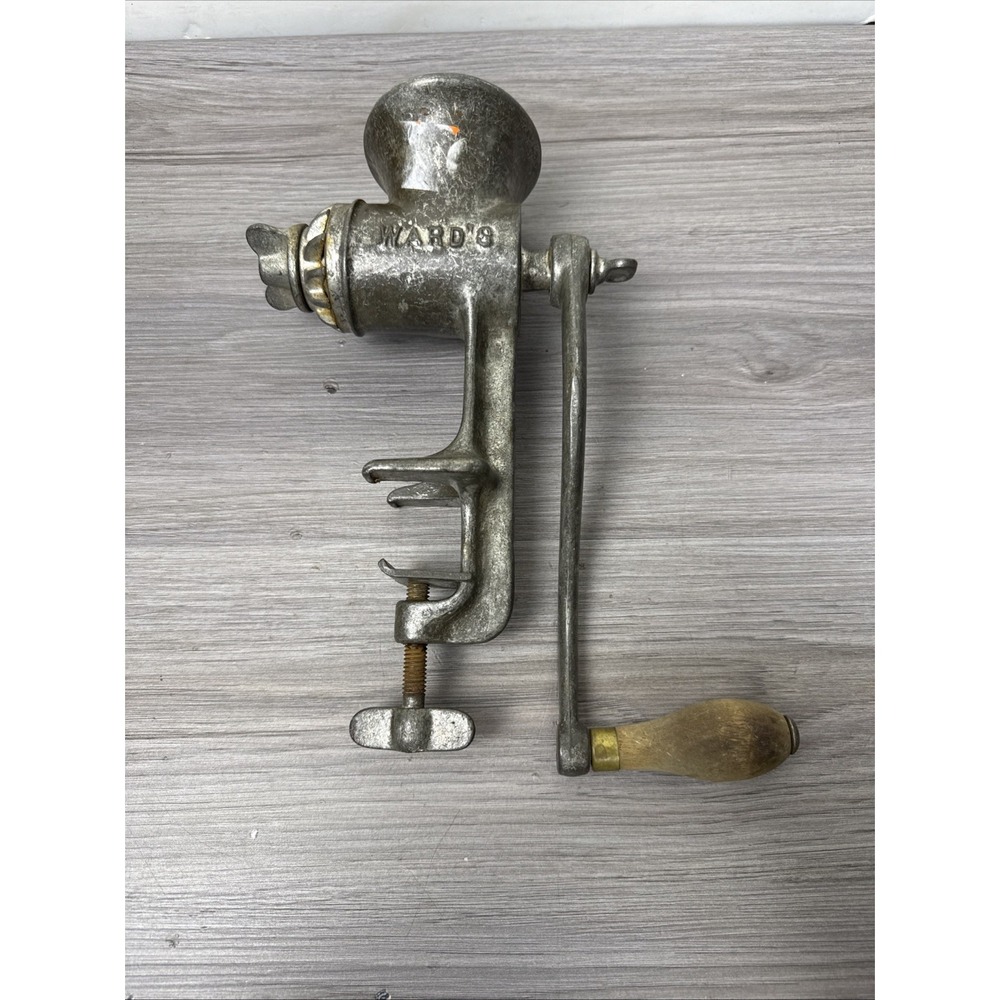 Vintage Ward's Food Meat Grinder Table‎ Mount Hand Crank